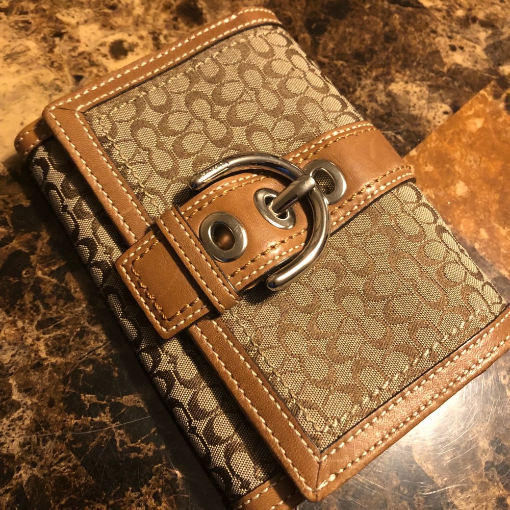 Brown/Tan multi compartment Coach wallet
